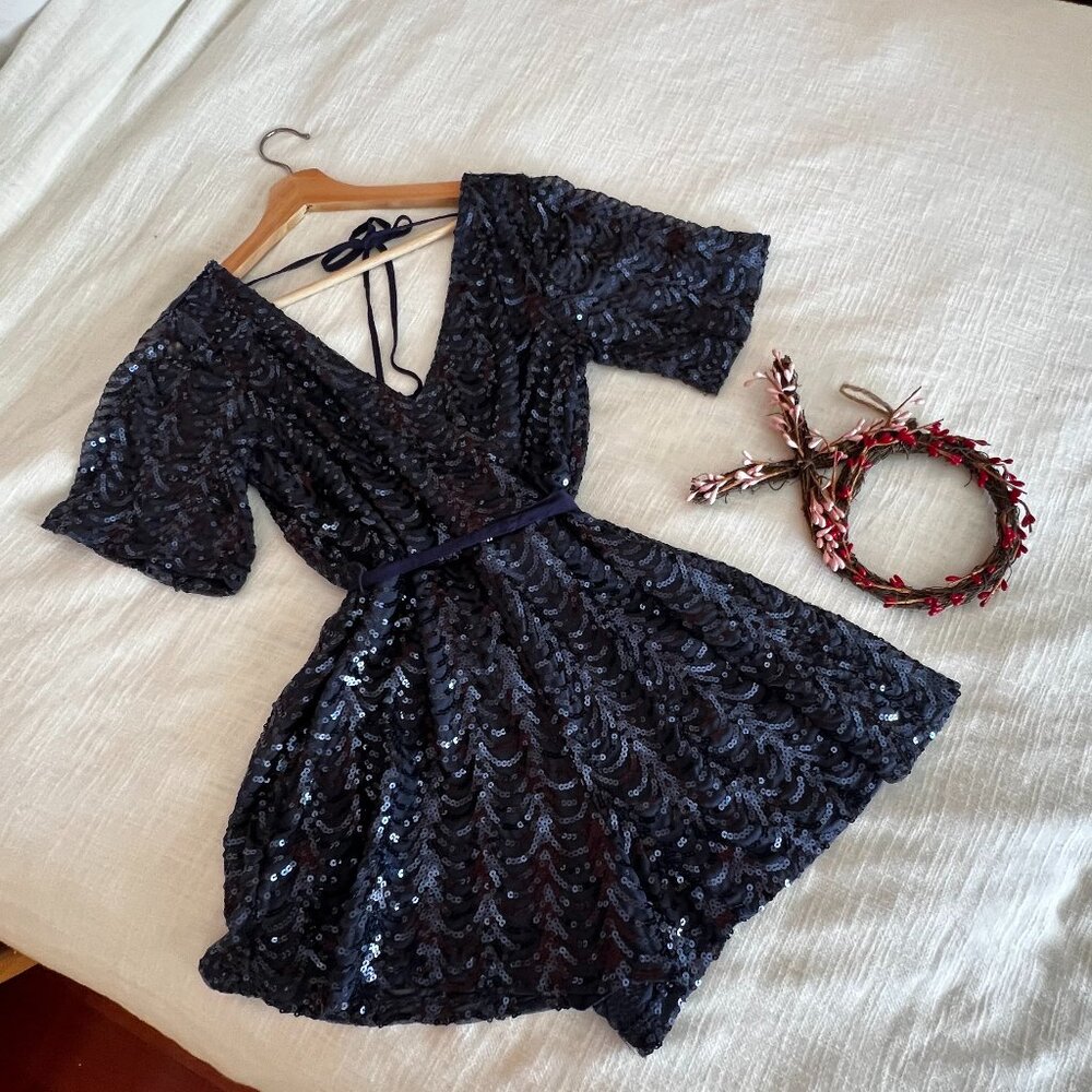 Dark Blue Sequin Romper